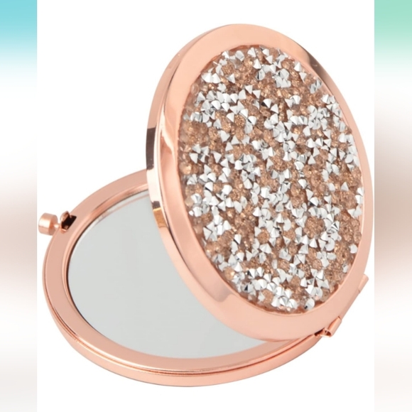 Compact Mirror-Teal Glitter Design🩵💚 Or Royal 💙 Blue - Rose Gold 🌹 - Picture 4 of 4